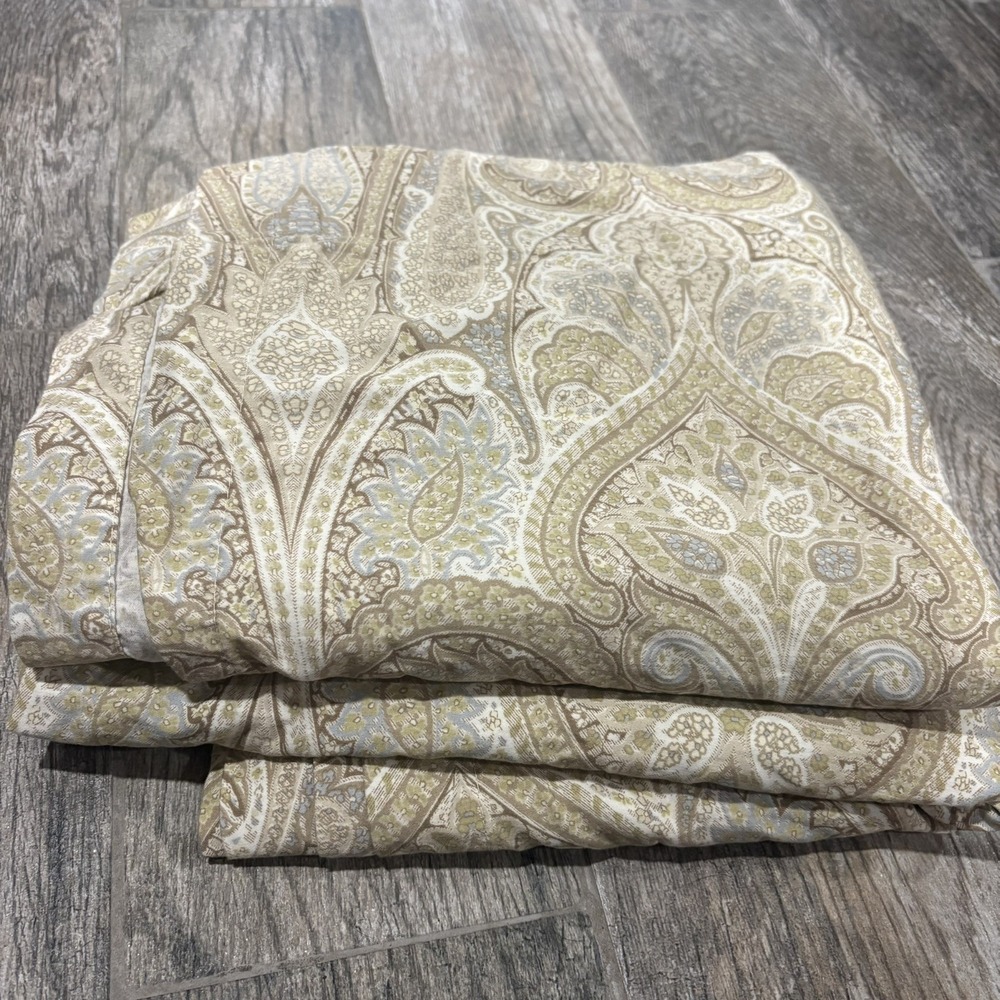 Waverly Home 47x80" Beige White Blue 100% Cotton Paisley Curtain Panels Set of 2